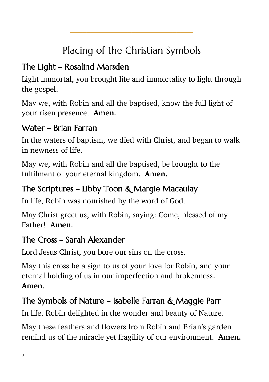 Order of service, page 2 of 24