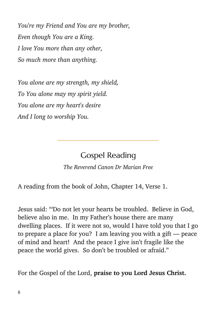 Order of service, page 8 of 24