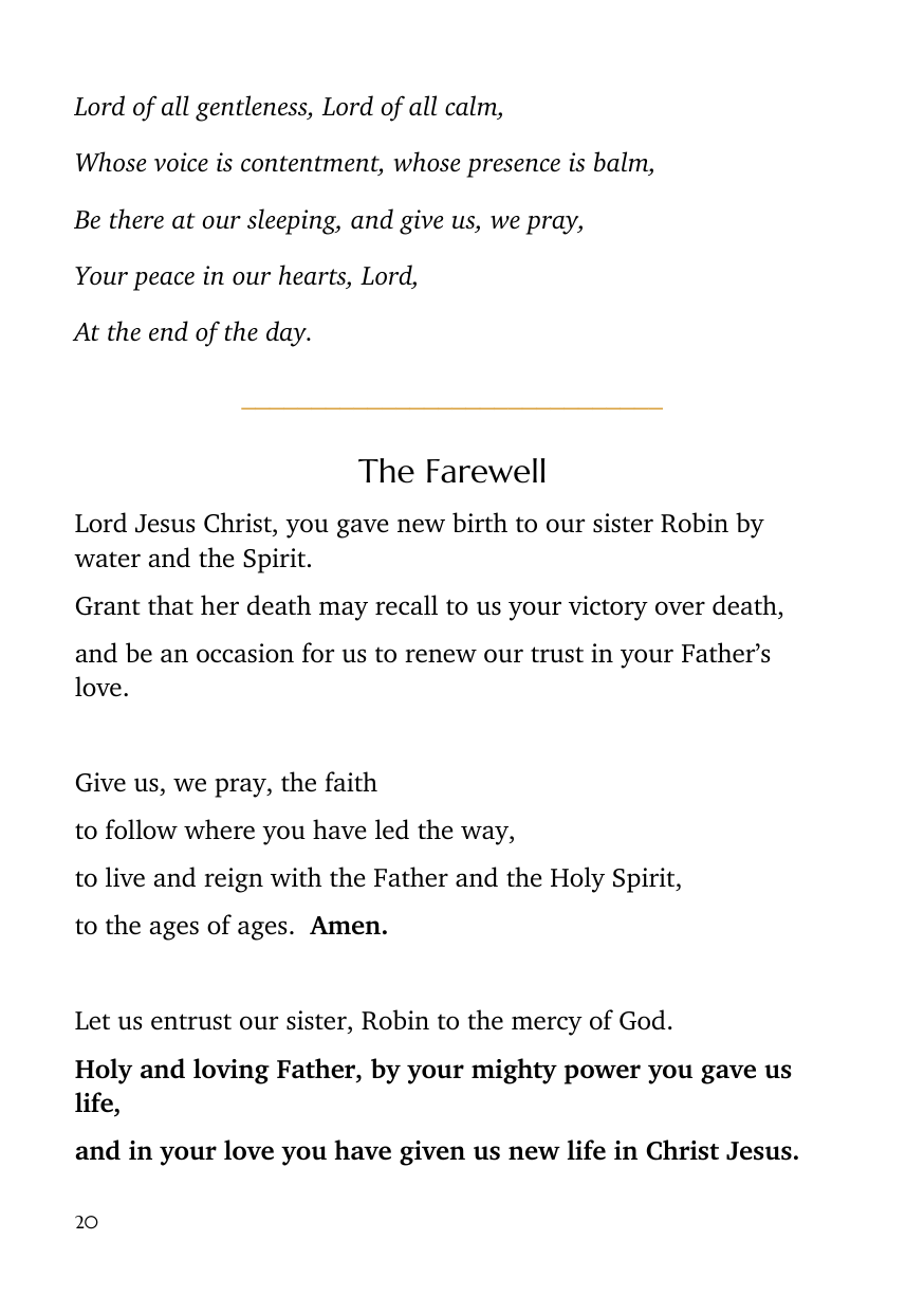 Order of service, page 20 of 24